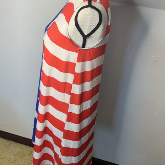 Dress Works Stars and Stripes Red White Blue Patriotic Sleeveless Dress Sz Small - Picture 4 of 10